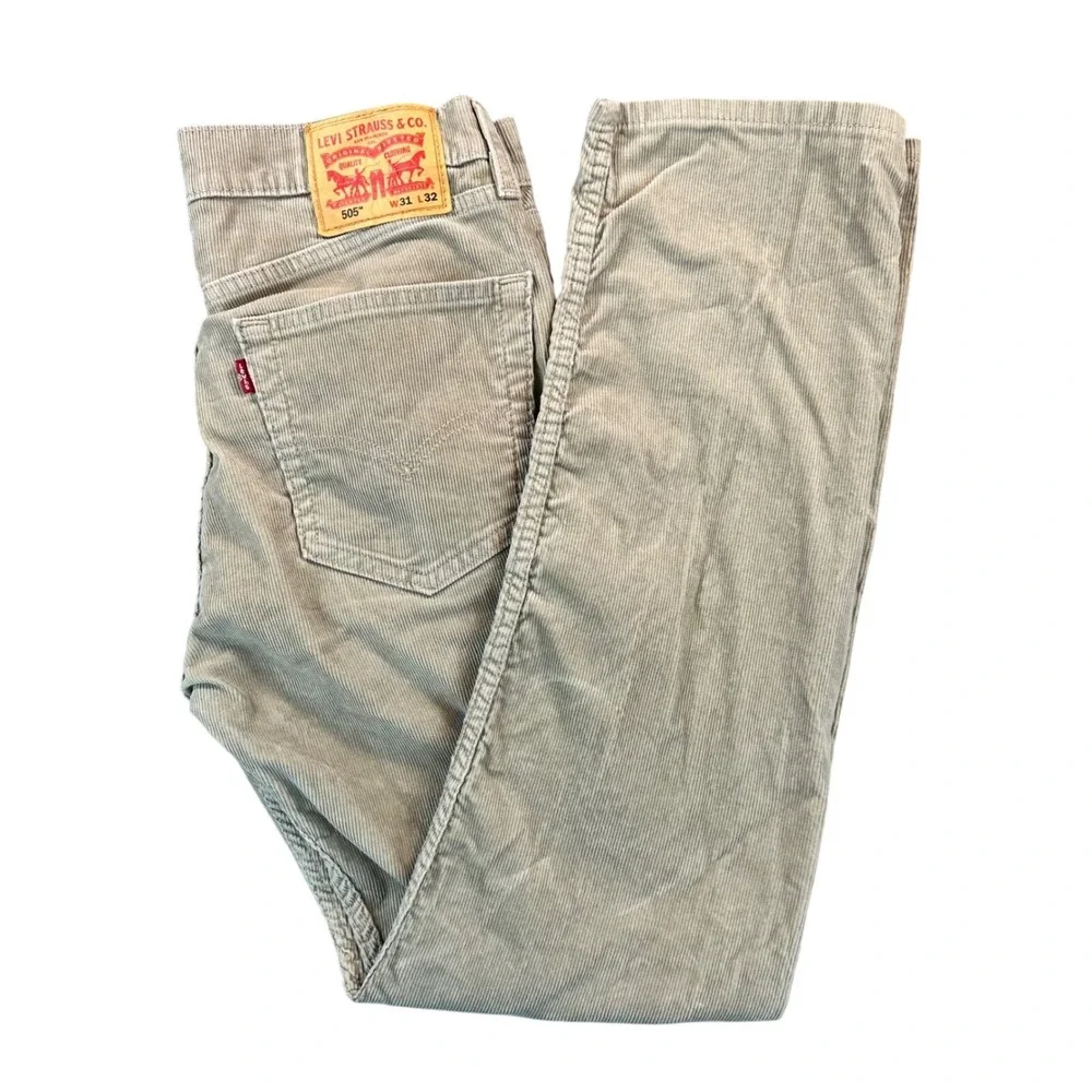 Levis 505 Men's‎ 31x32 Tan Khaki Regular Fit Corduroy Pants Straight Leg Casual